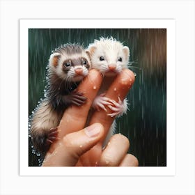 Ferrets In The Rain Art Print