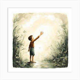 Boy Reaching For The Sky Art Print