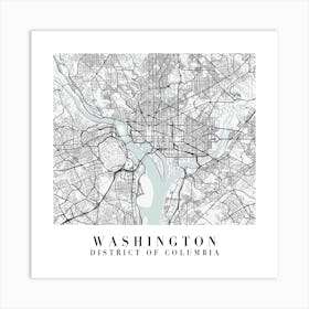 Washington Dc Street Map Minimal Color Square Art Print