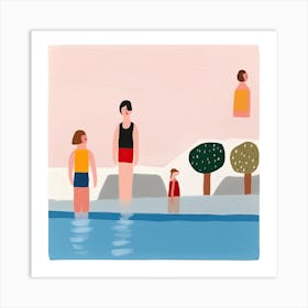 Tiny People At The Pool Illustration 5 Art Print