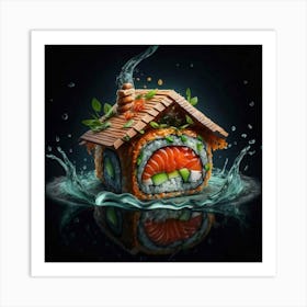 Japanese Sushi In The Shape Of A House In A Japanese 5 Art Print