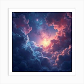 Watercolor Universe With Dreamy Cosmic Hues 1 Art Print