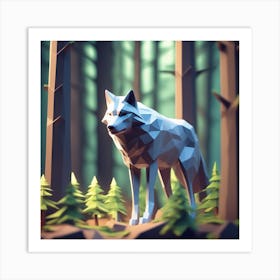 Low Poly Wolf Art Print