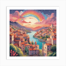 Rainbow Over Croatia Art Print