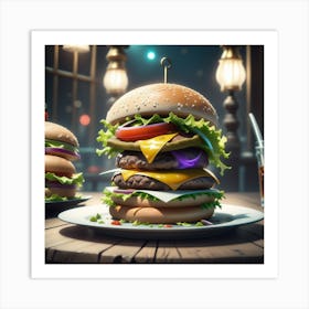 Burgers And Fries 5 Art Print