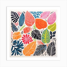 Tropical Leaves On White Art Print