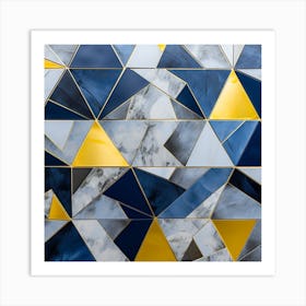 Abstract Blue And Gold Triangles Art Print