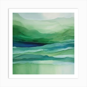 Abstract - Green And Blue Art Print