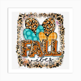 Leopard Fall Vibes Heart Autumn Lover Thanksgiving Bleached Art Print