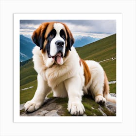 St Bernard Dog 39 Art Print