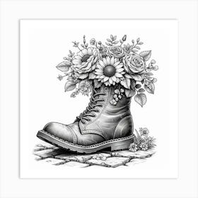 An old boot filled with flowers 1 Art Print