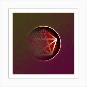 Geometric Neon Glyph on Jewel Tone Triangle Pattern 214 Art Print