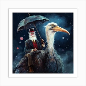 Old Man On Ostrich 1 Art Print