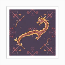 Dragon On A Purple Background Art Print