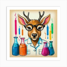 Deer In Lab Coat 6 Art Print