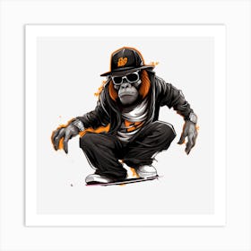 Monkey Skateboarder 2 Art Print