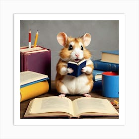 Hamster Reading A Book 19 Art Print