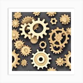 Gears On A Black Background 33 Art Print