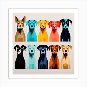 dogs in colors, colorful dog illustration, dog portrait, animal illustration, digital art, pet art, dog artwork, dog drawing, dog painting, dog wallpaper, dog background, dog lover gift, dog décor, dog poster, dog print, pet, dog, vector art, dog art, Dog Breeds, Art Print