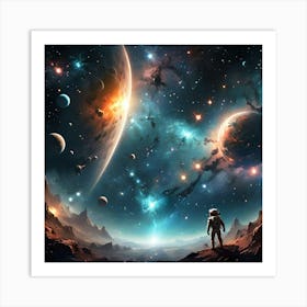 Astronaut seeing the beauty of outer space Art Print