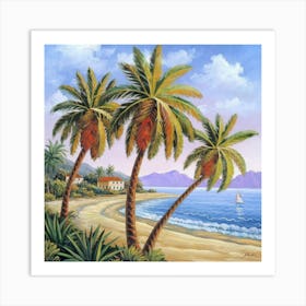 Palm Trees On The Beach 4 Art Print