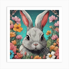 Bunny In Flowers Art Print