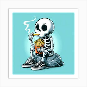 Skeleton Smoking French Fries 1 Art Print