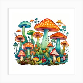 Mushroom Garden 8 Art Print