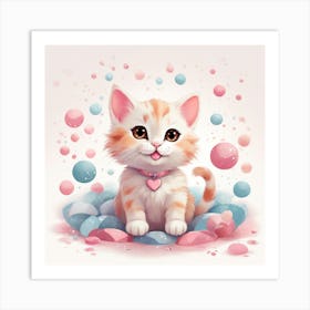 Bubble Kitten Art Print