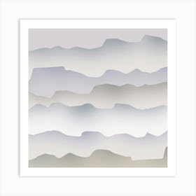 Layers - digital art abstract nature mountains beige gray neutral palette square Art Print