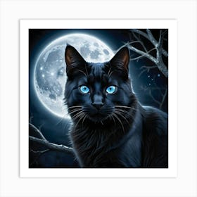 Black Cat With Blue Eyes 1 Art Print