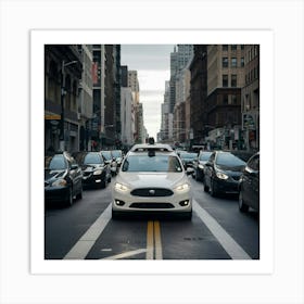 Self-Driving Cars In New York City Art Print