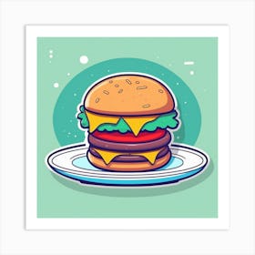 Hamburger On A Plate 140 Art Print