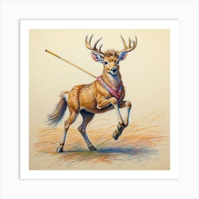 Deer With A Stick 2 Art Print