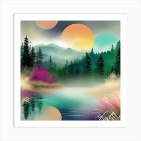 Sunset By The Lake 38 Art Print