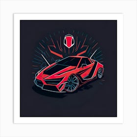 Car Red Artwork Of Graphic Design Flat (140) Art Print