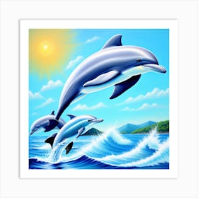 Dolphins In The Sea Art Print