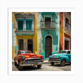 Old Cars In Cuba Art Print