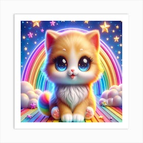 Rainbow Cat Art Print