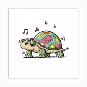 Turtle With Music Notes Art Print