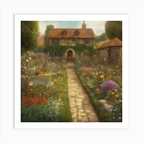 Gustav Klimt Style Farm Garden 10 Art Print