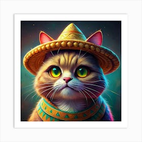 Cat Wearing A Sombrero 1 Art Print