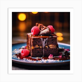 Chocolate Cake With Raspberries Art Print