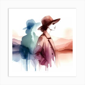 Woman In Hat And Coat Art Print