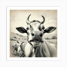 Cows In The Field 1 Art Print