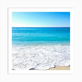 Crystal Clear Turquoise Waters Gently Lap Upon A Sun Drenched Undisturbed Sandy Beach With A Prist (6) Art Print