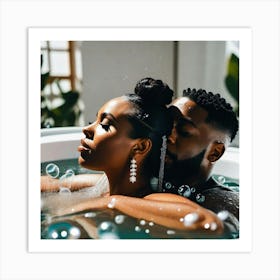 Couple In A Tub Art Print