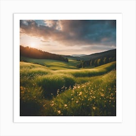 Sunset In The Meadow 2 Art Print