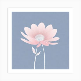 A White And Pink Flower In Minimalist Style Square Composition 737 Art Print