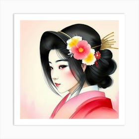 Geisha Wrapped in Tradition Art Print